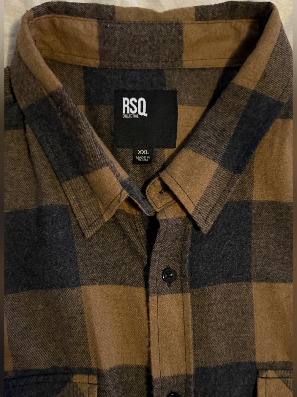 Men’s XXL RSQ Brown & Black Plaid Flannel Shirt